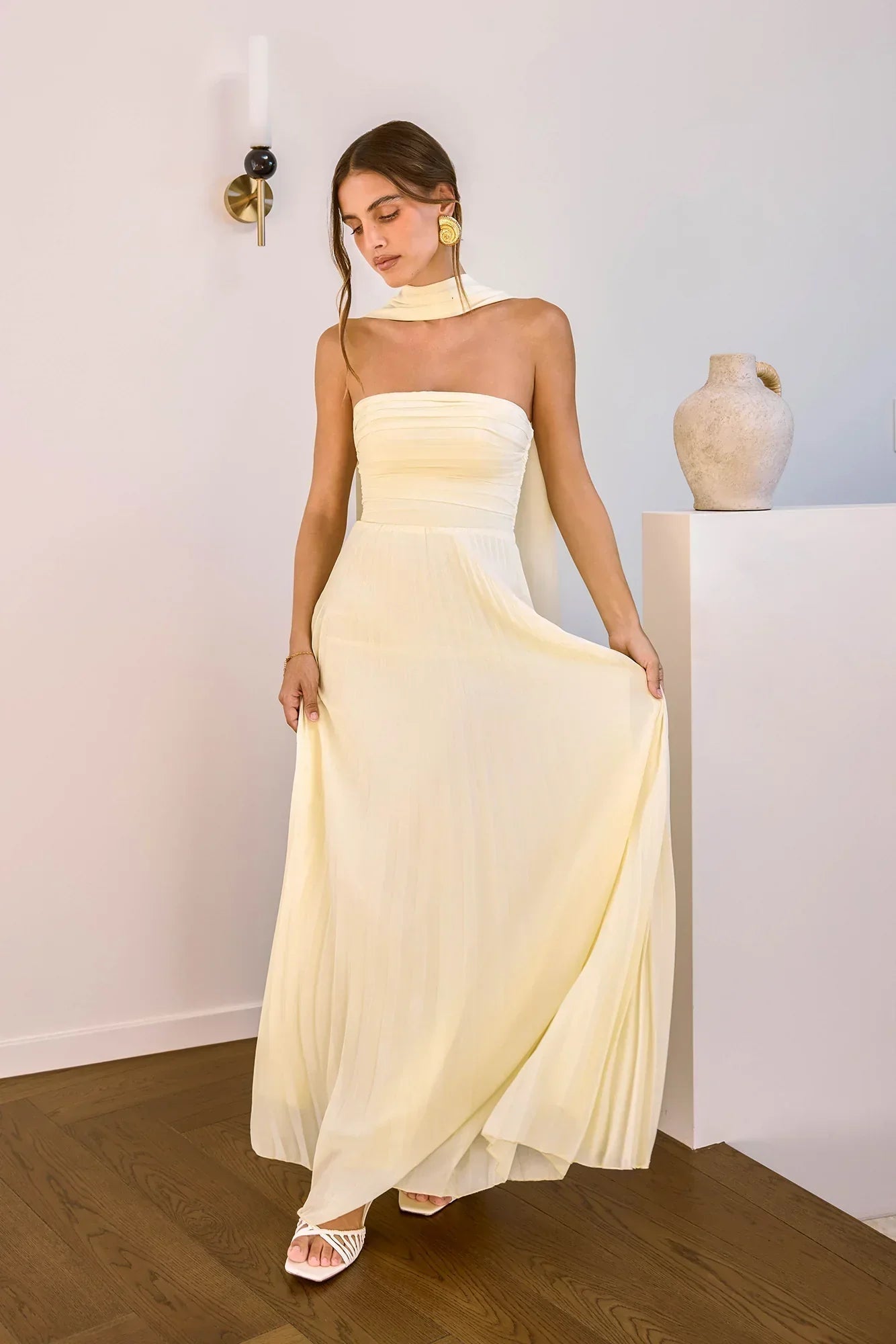 Rosewater Roads Strapless Maxi Dress Yellow