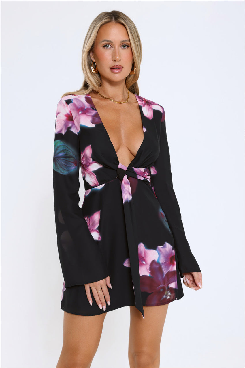 Twilight Bloom Dream Long Sleeve Mini Dress Floral