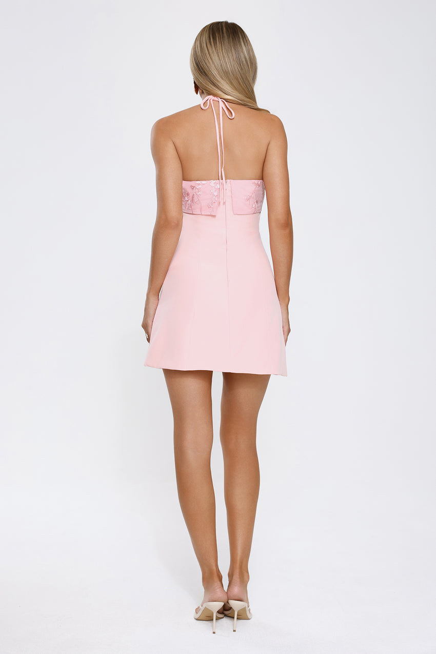 It Girl Uniform Halter Mini Dress Pink