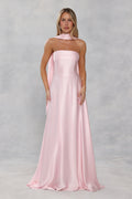 The Serina Strapless Satin Maxi Dress Light Pink