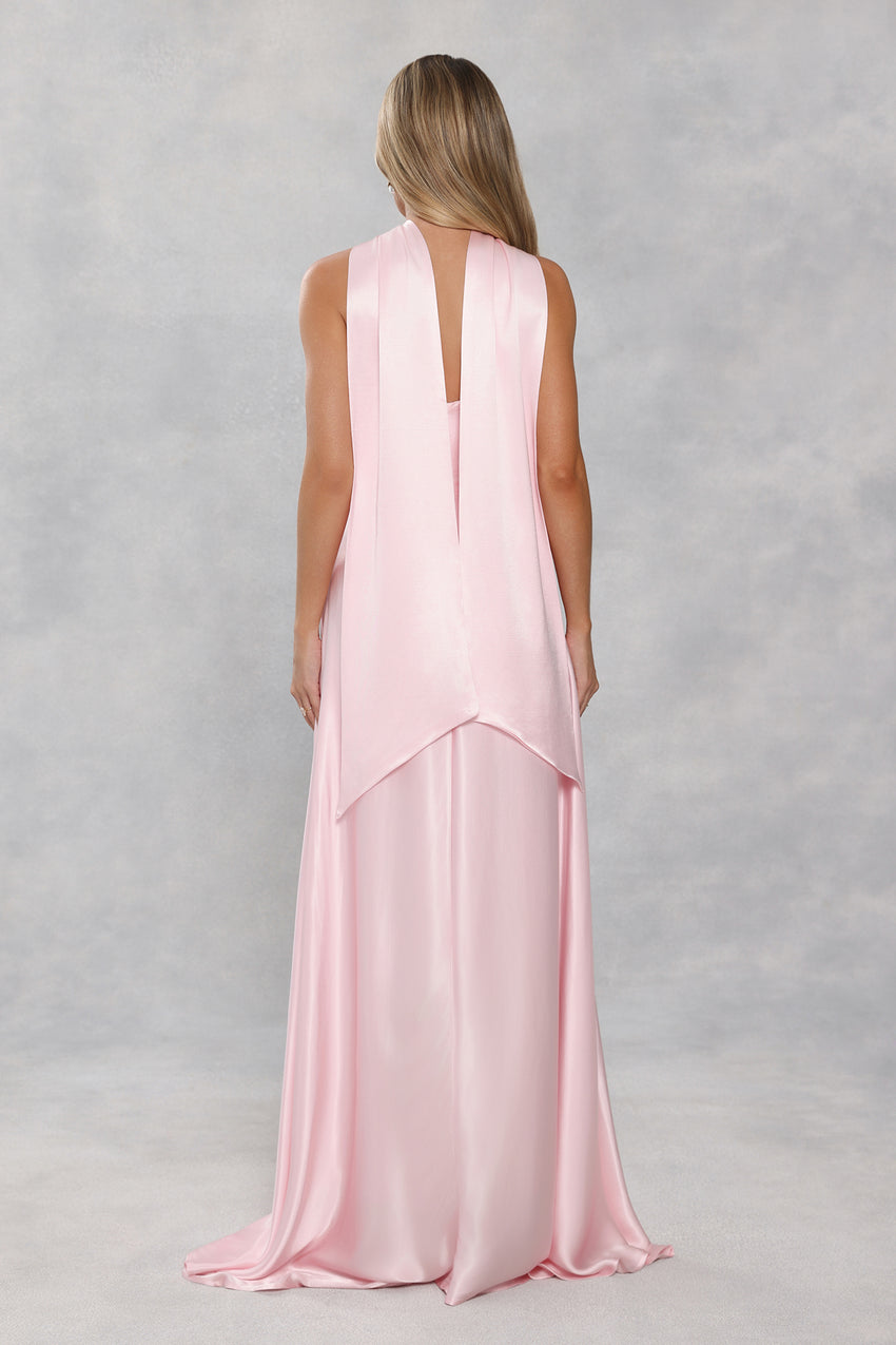 The Serina Strapless Satin Maxi Dress Light Pink