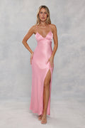 The Sophia Satin Maxi Dress Candy Pink