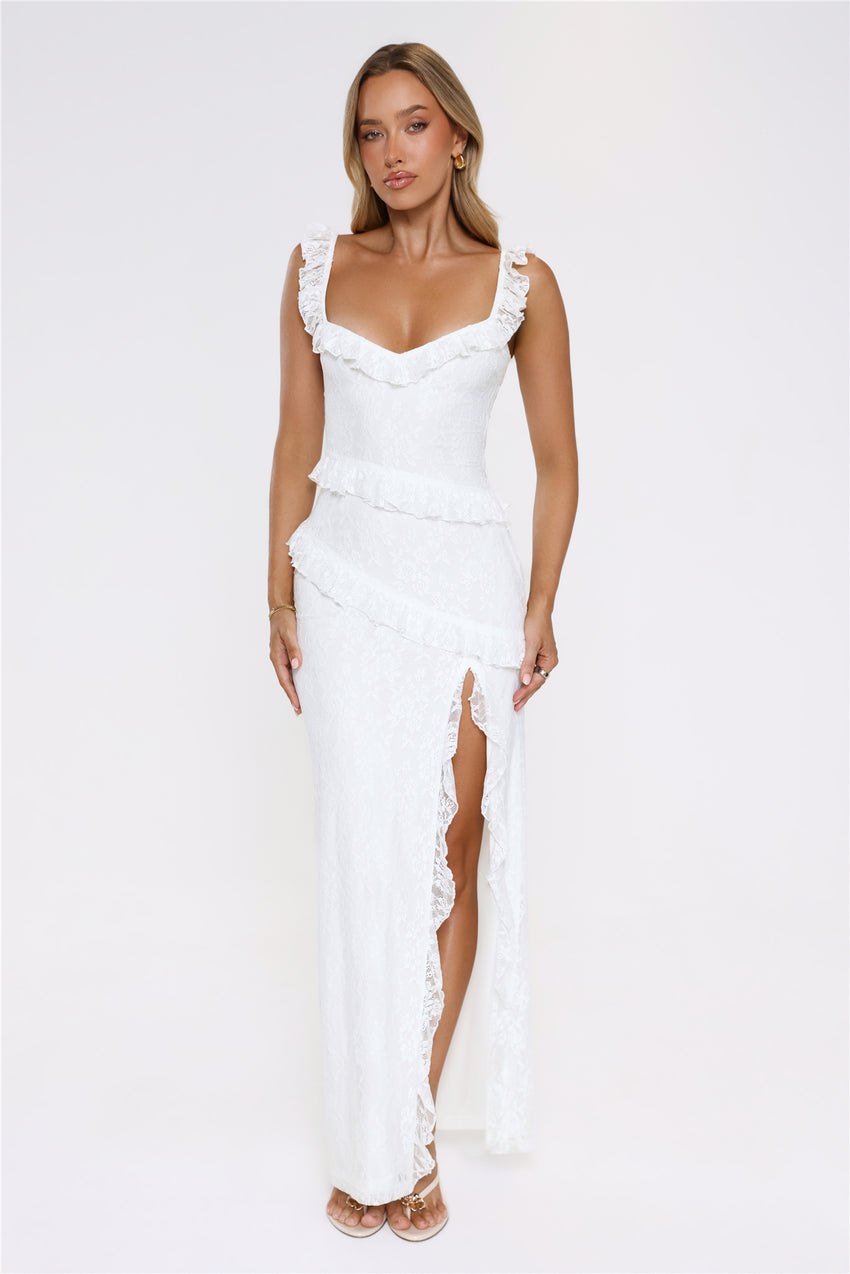 Golden Dusk Lace Maxi Dress White