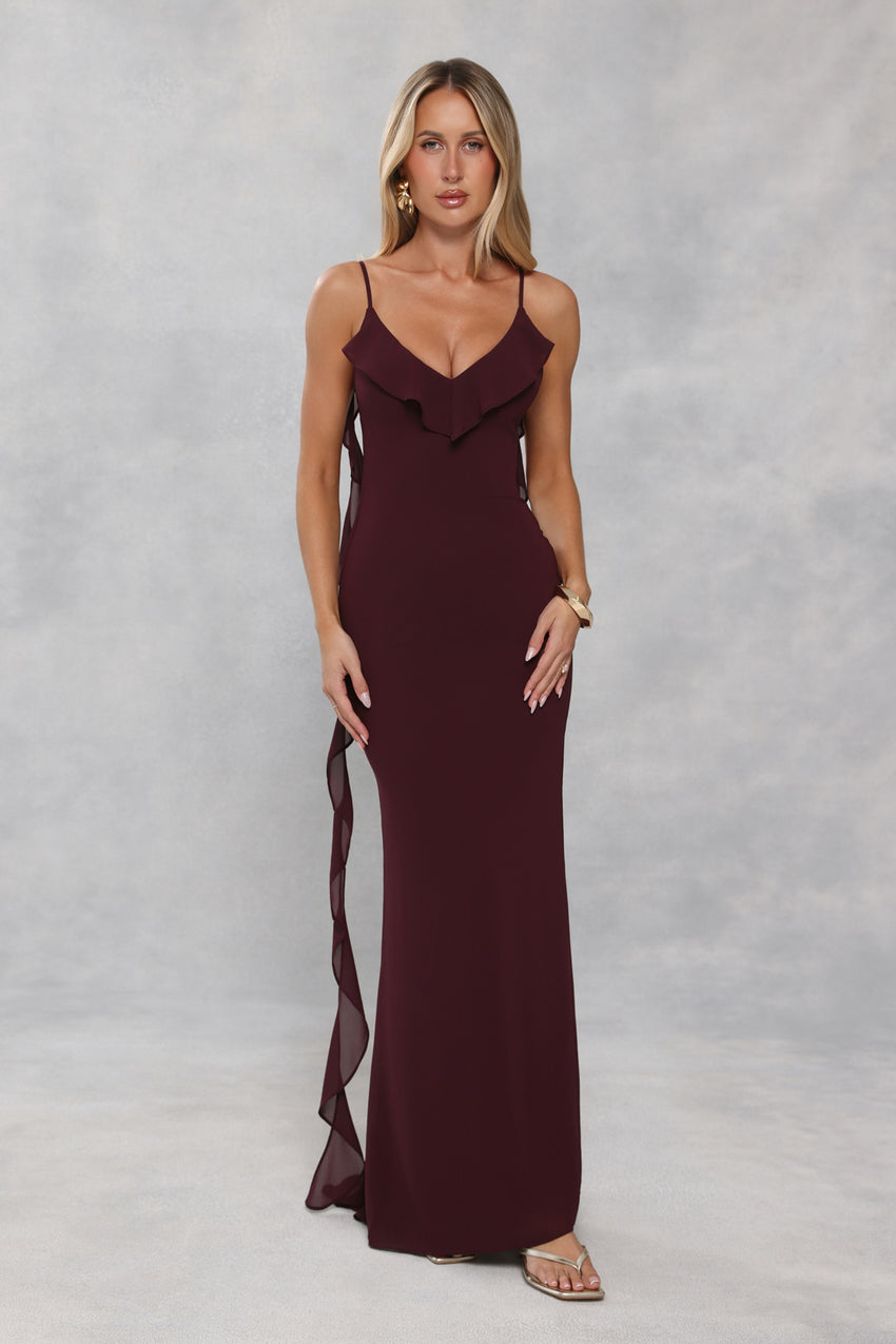 Pop Of Drama Maxi Dress Chocolate