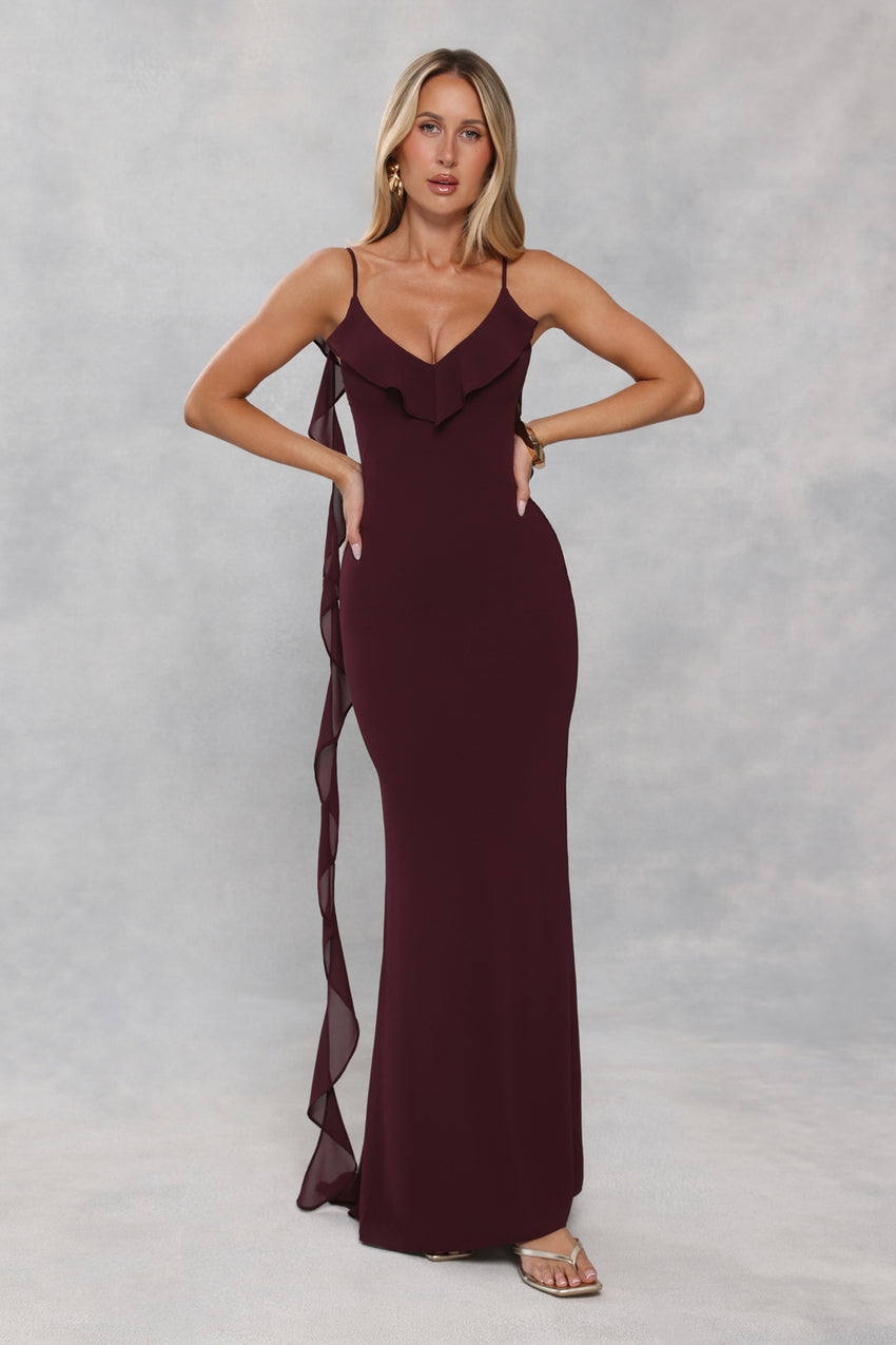 Pop Of Drama Maxi Dress Chocolate