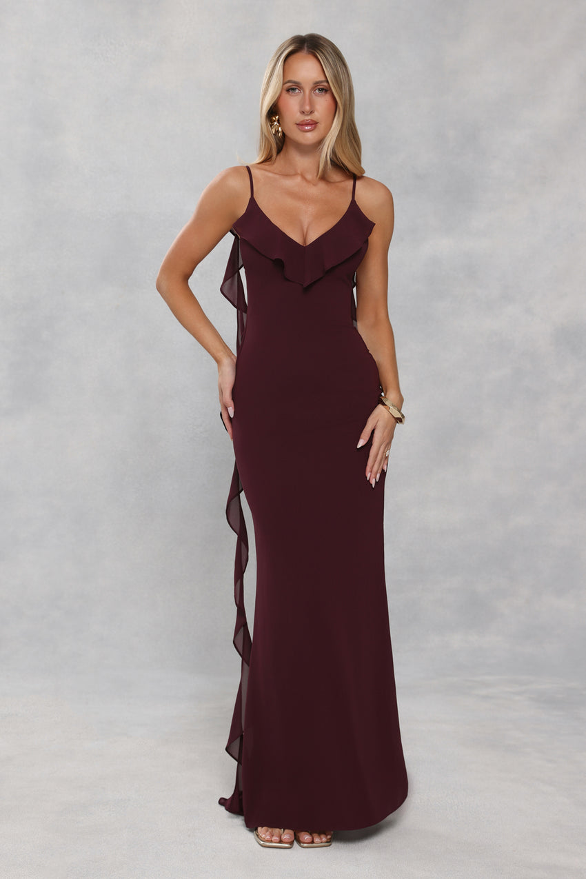 Pop Of Drama Maxi Dress Chocolate