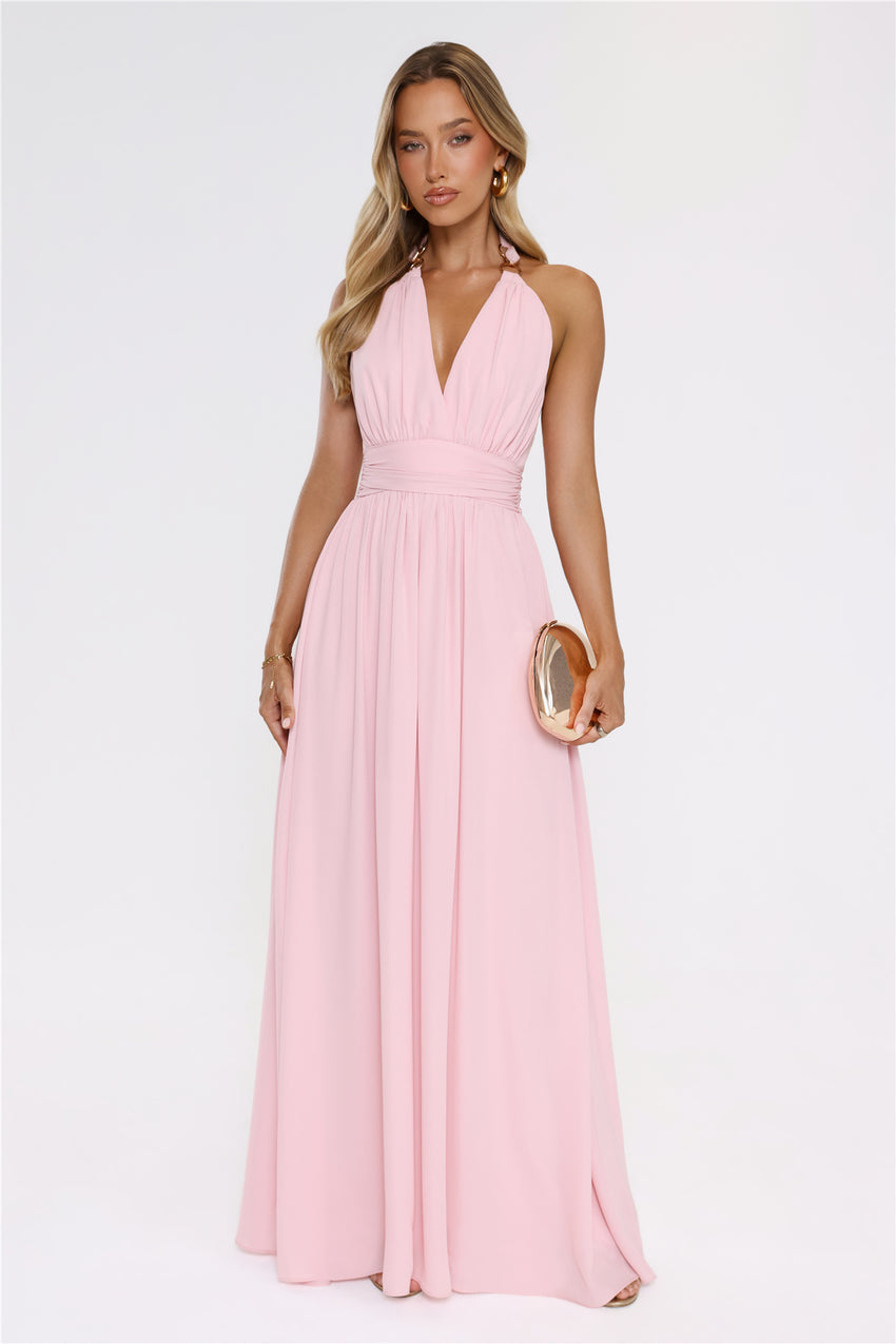 Eternal Coastline Halter Maxi Dress Pink