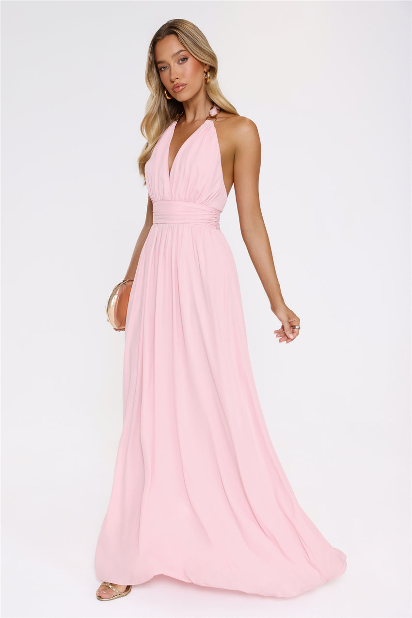 Eternal Coastline Halter Maxi Dress Pink