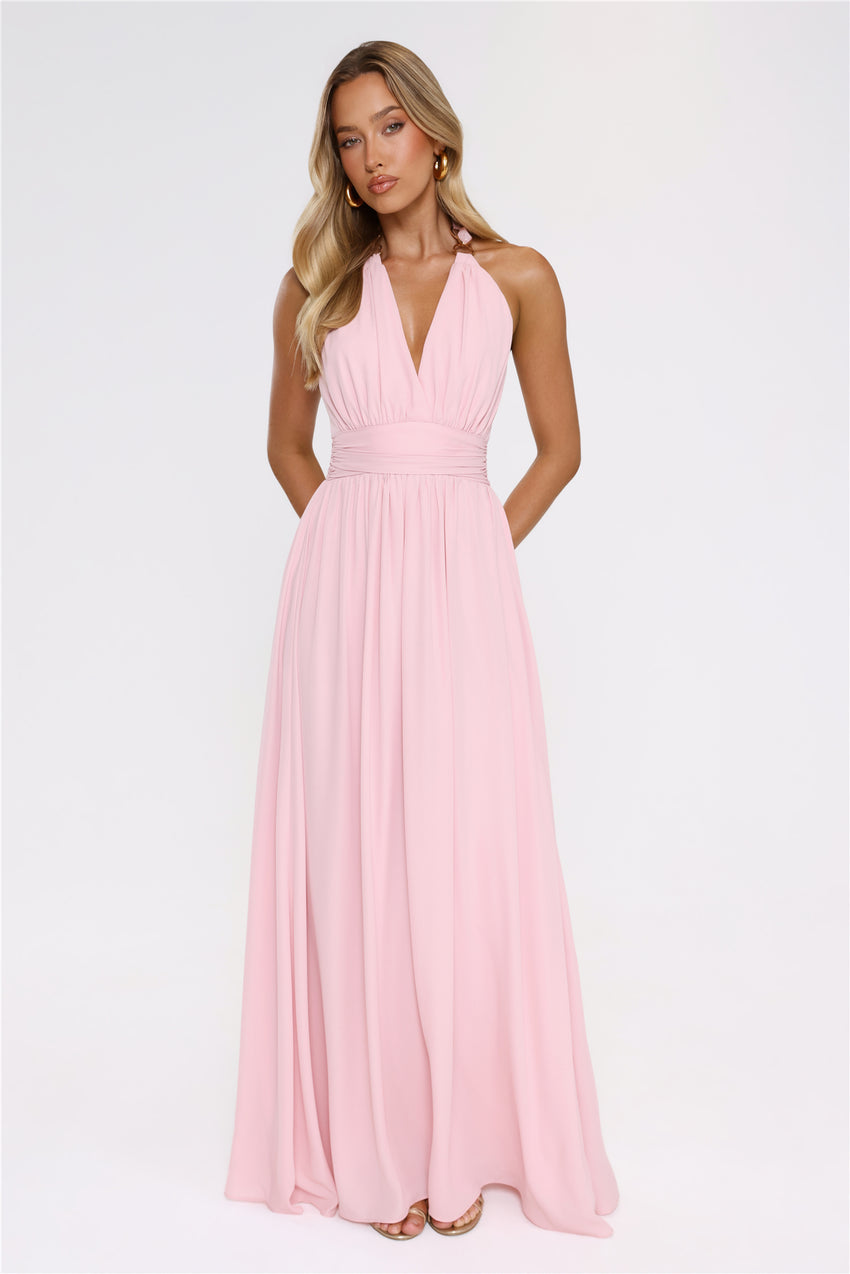 Eternal Coastline Halter Maxi Dress Pink