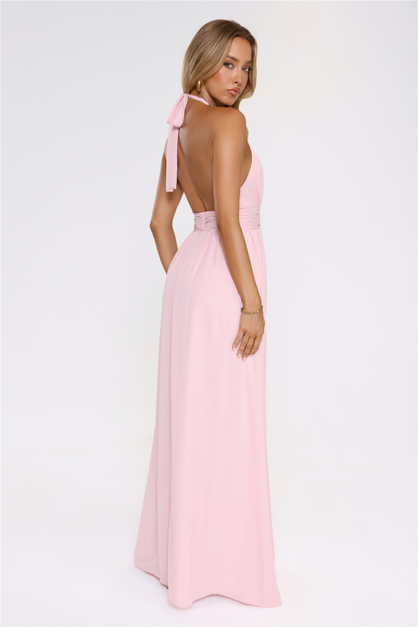 Eternal Coastline Halter Maxi Dress Pink