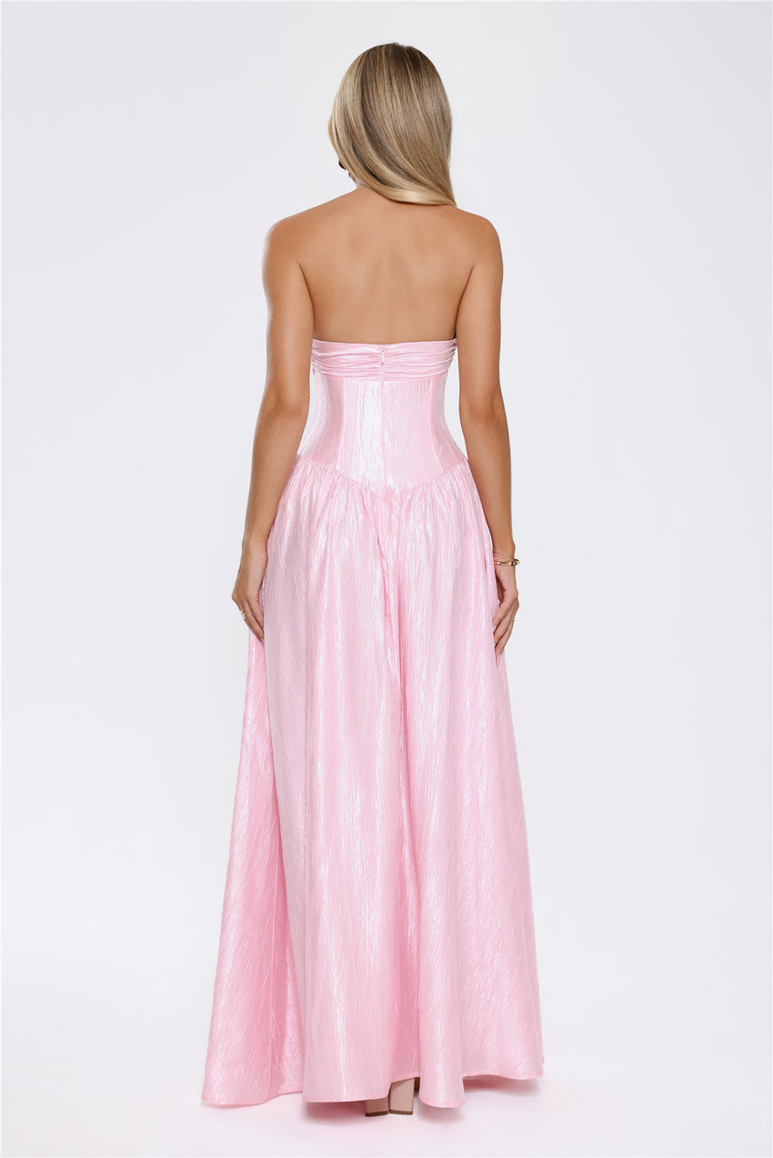 Jewel Of The Night Strapless Maxi Dress Pink