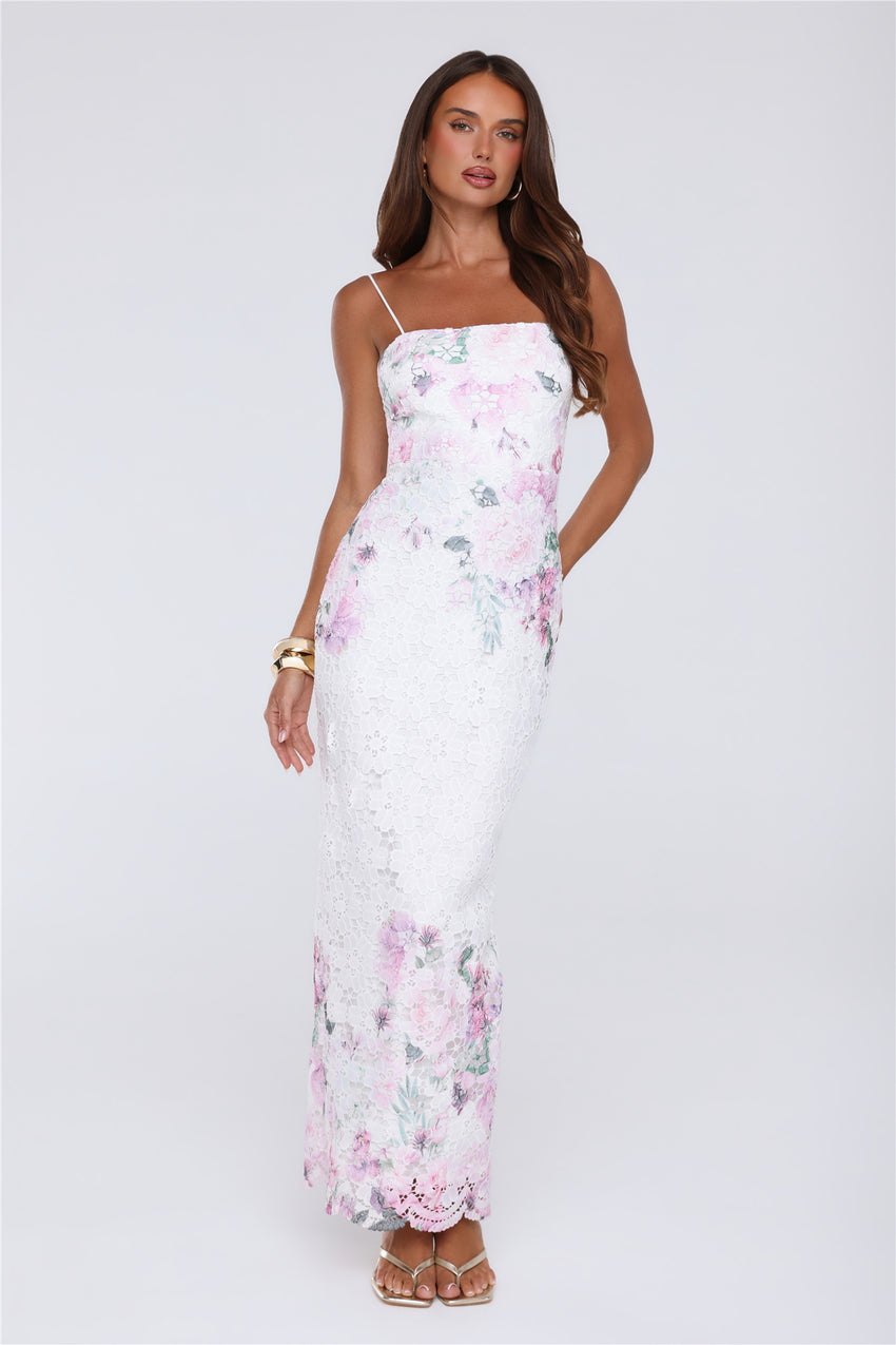 Wardrobe Flex Embroidered Maxi Dress White