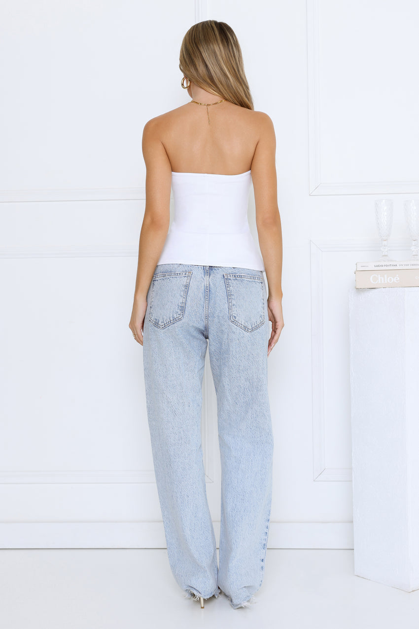 Daily Luxe Strapless Top White