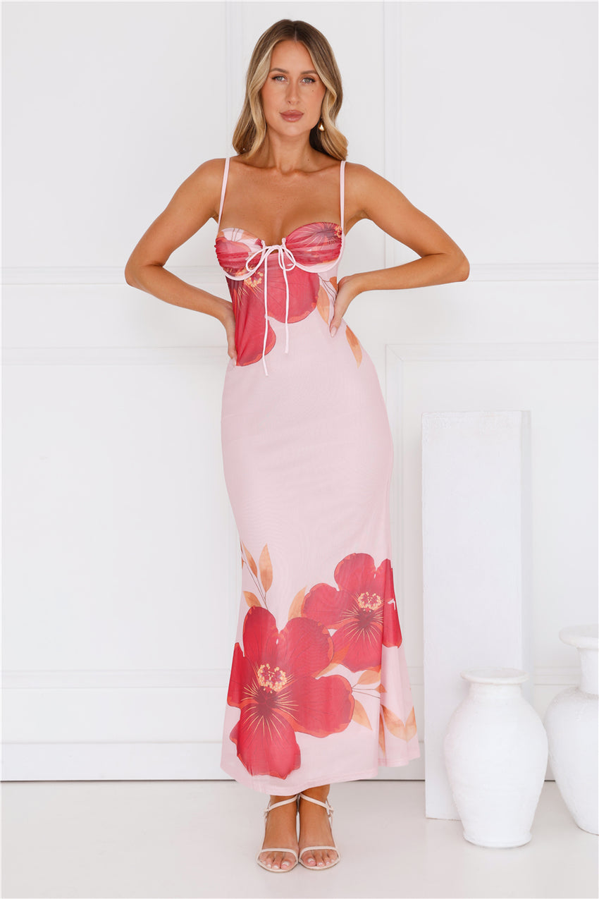 Stylish Shores Mesh Maxi Dress Pink
