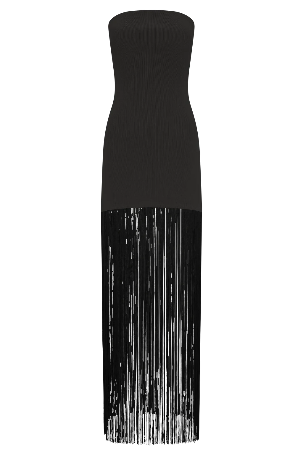Koah Fringe Bandage Knit Maxi Dress - Black