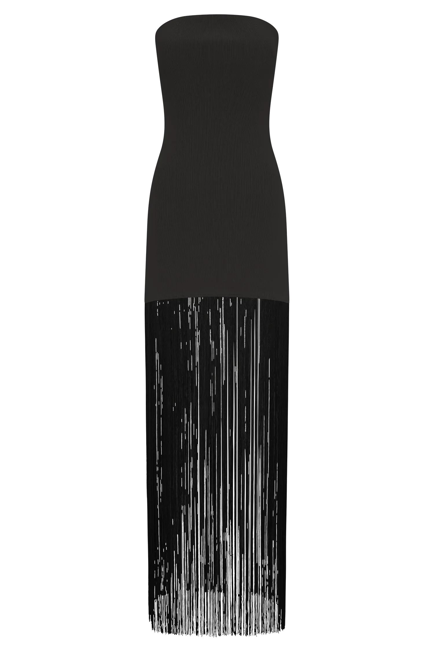 Koah Fringe Bandage Knit Maxi Dress - Black