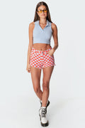 Skyler Check Denim Shorts