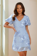 Utopia Blooming Mesh Mini Dress Blue