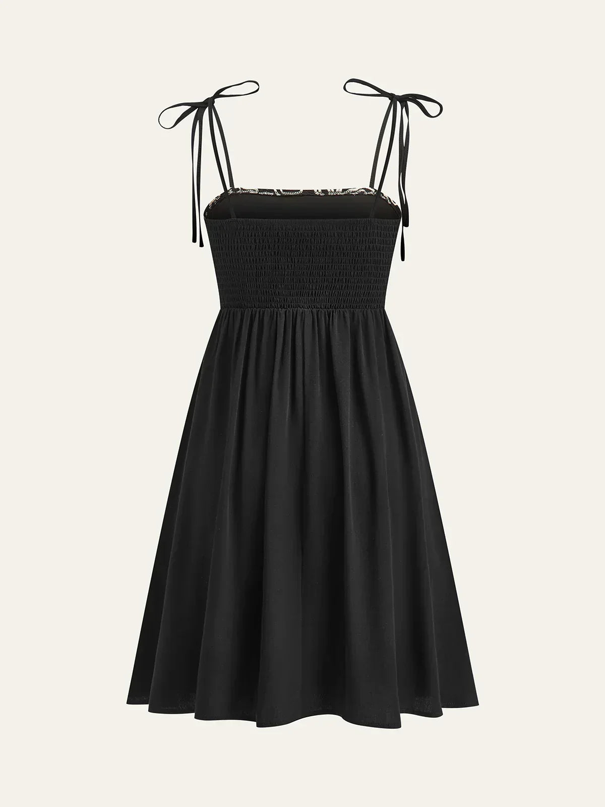 Embroidered Midi Dress With Tie-Up Straps