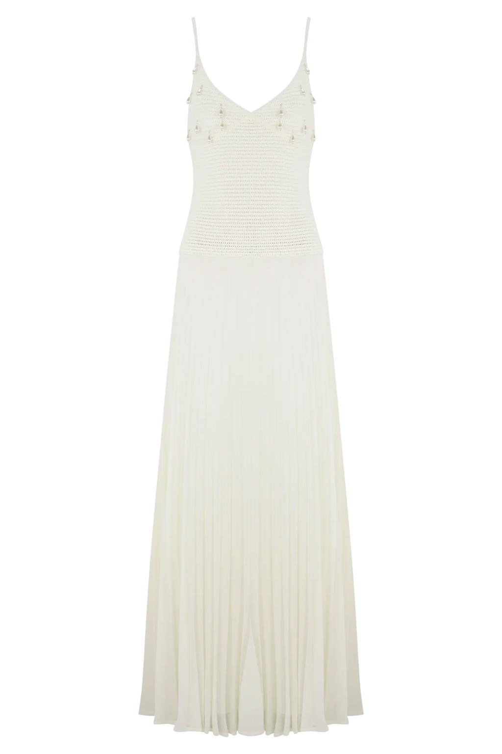Catherine Crochet Pearl Maxi Dress - White