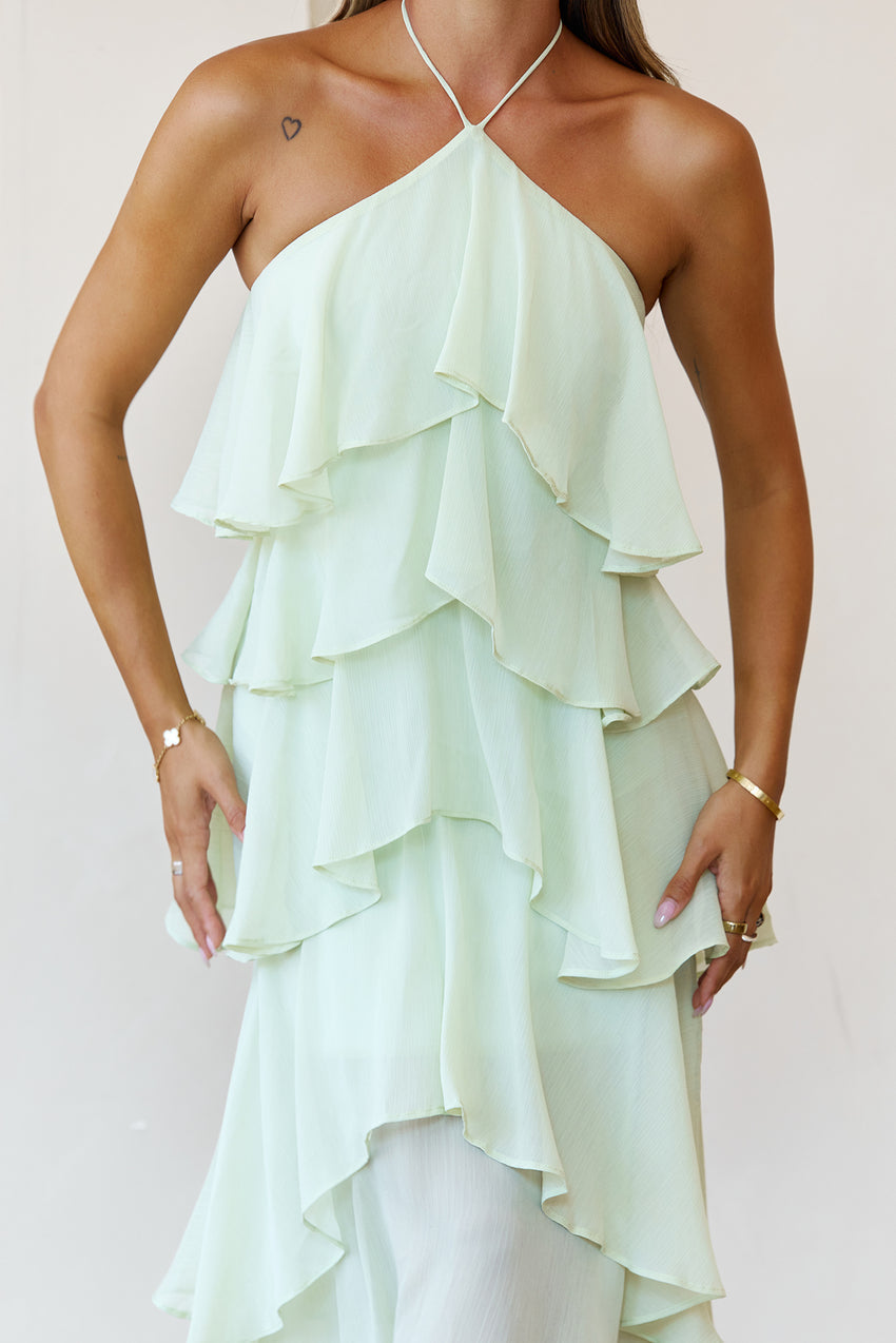 Santorini Breeze Halter Maxi Dress Lime