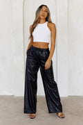 Elevating High Rise Faux Leather Pants Black