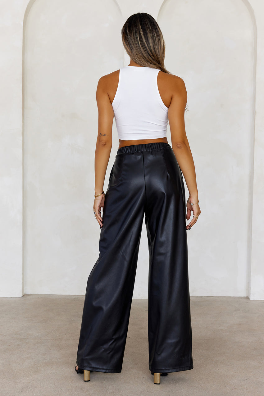 Elevating High Rise Faux Leather Pants Black