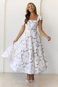 Petal Poise Midi Dress White