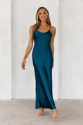 Alluring Nights Satin Slip Maxi Dress Green