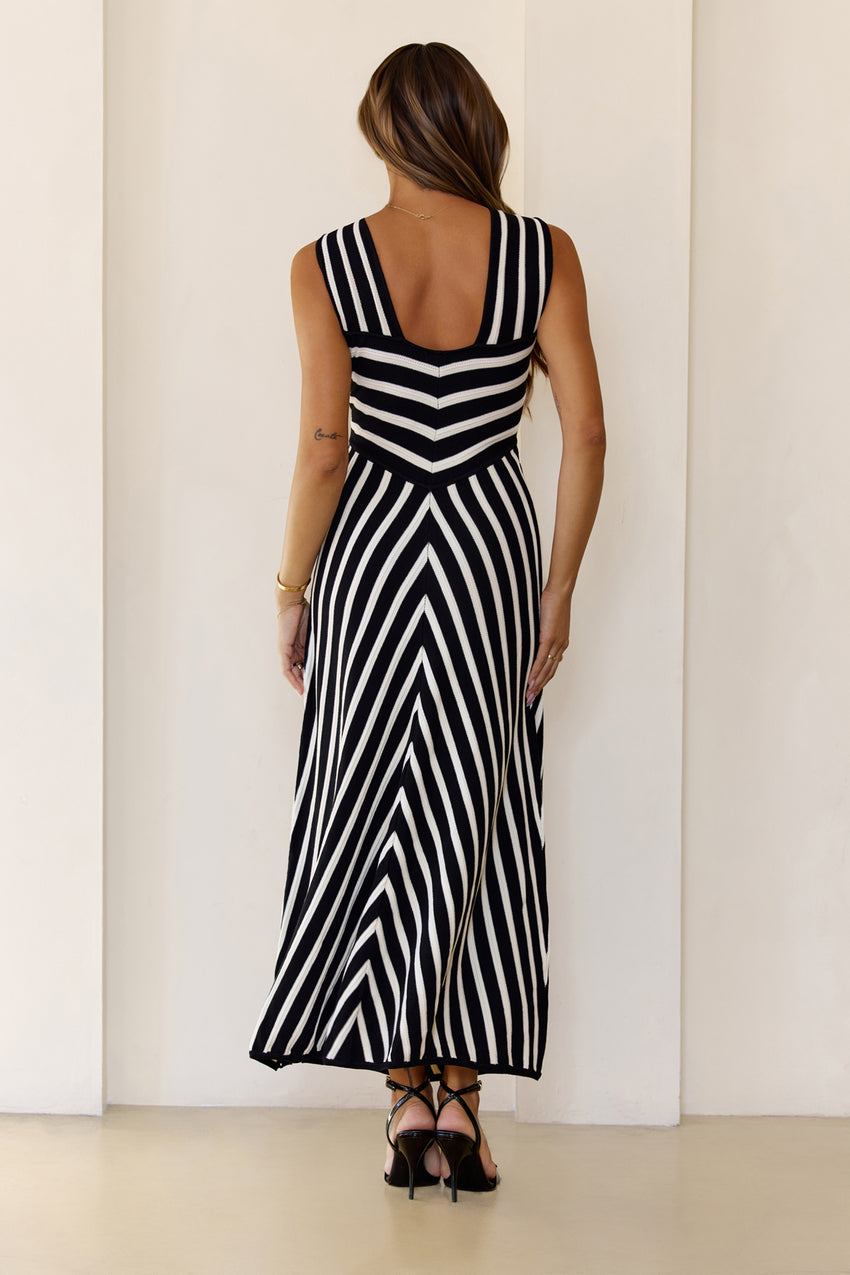 Beach Girl Knit Midi Dress Black