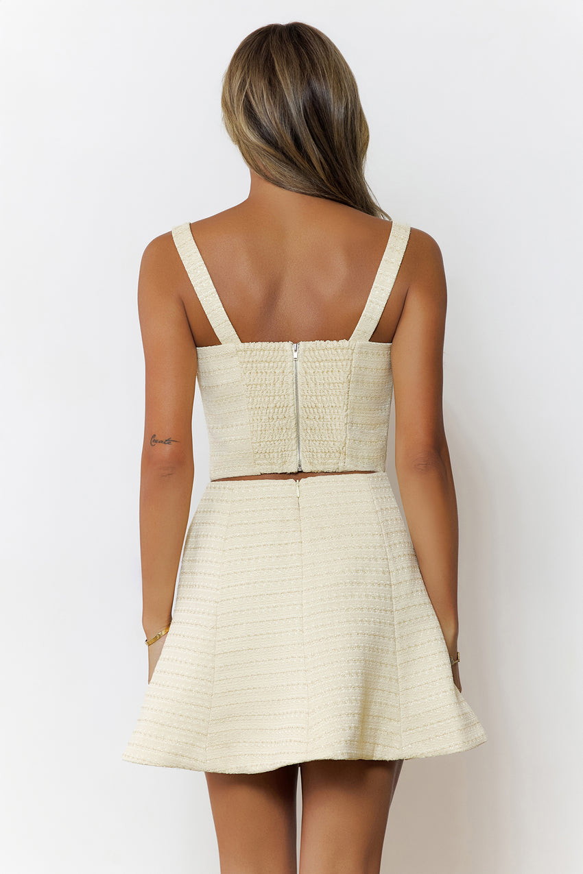 Kiona Tweed Bow Top Yellow