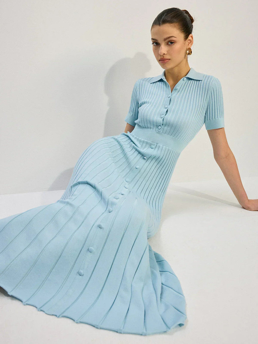 Knit Button-Front Maxi Dress