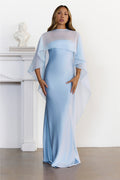 Love Locked In Sheer Overlay Maxi Dress Blue