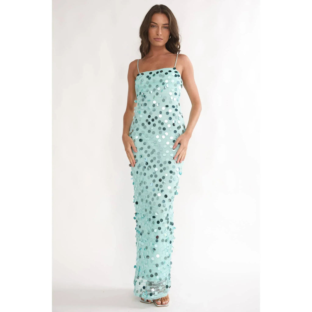 Sea Glass Sequin Maxi Dress