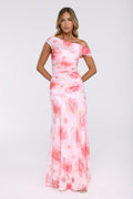 Florals Like You Off Shoulder Mesh Maxi Dress Pink