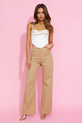 Cowgirl Dance Crop Jeans Beige