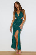 Love Me Sequin Maxi Dress Forest Green