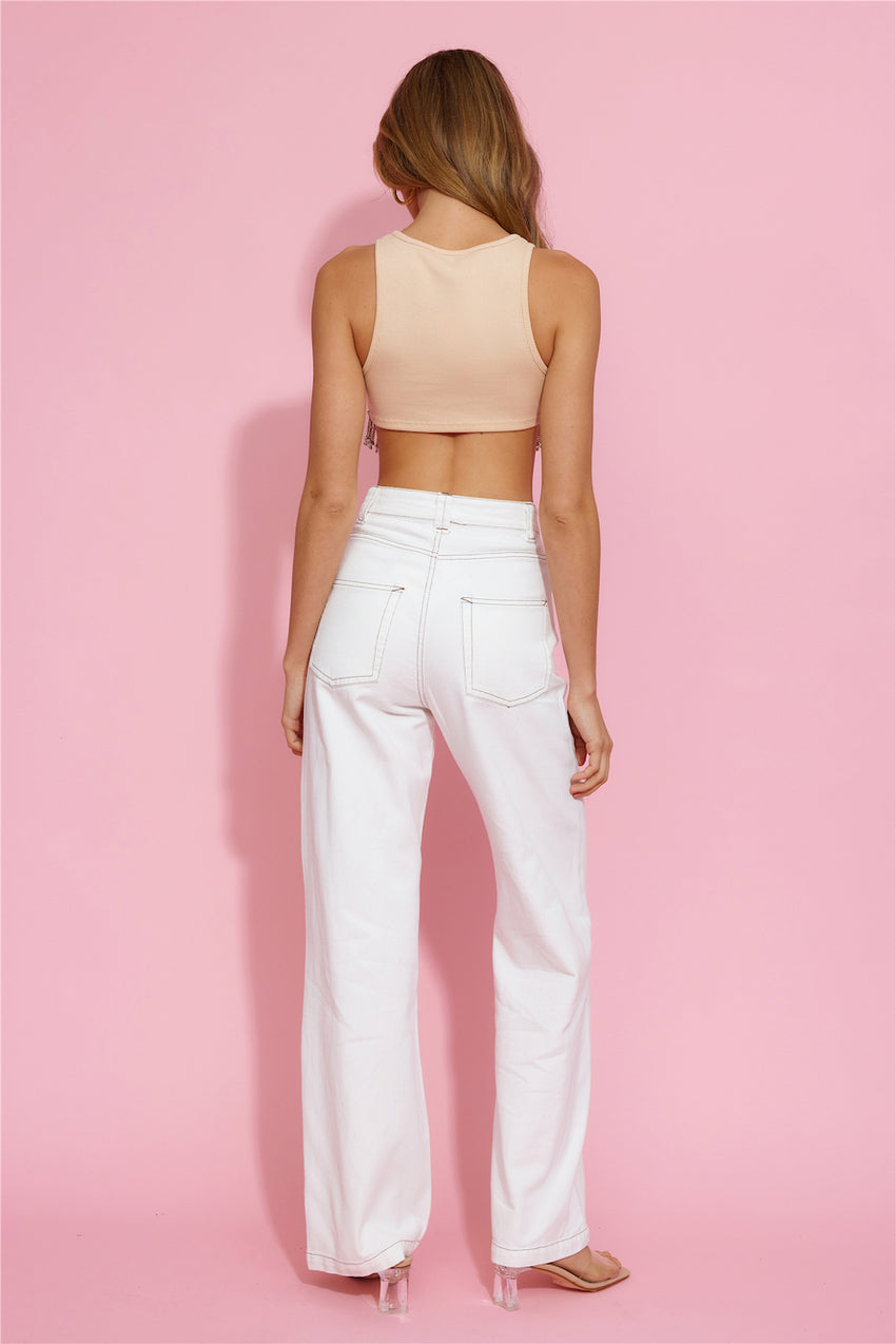 Little Sparkle Crop Top Beige