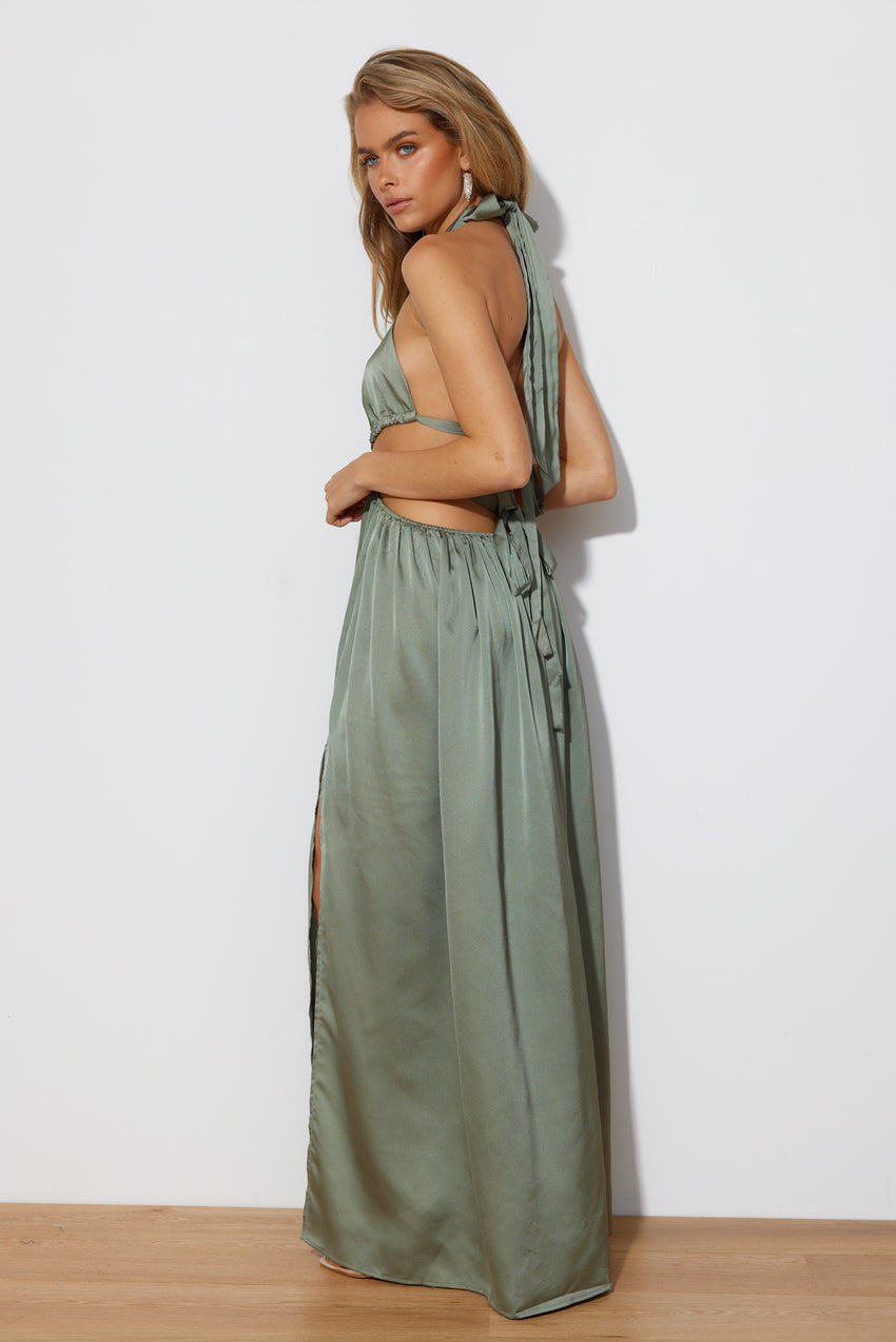 No Cares Midi Dress Khaki