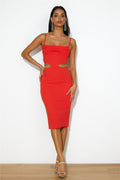 Sipping Cocktails Midi Dress Red