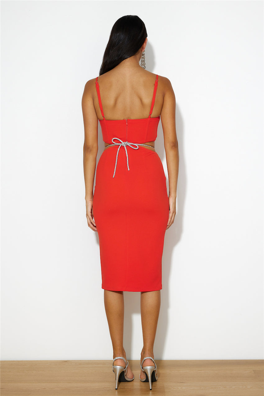Sipping Cocktails Midi Dress Red