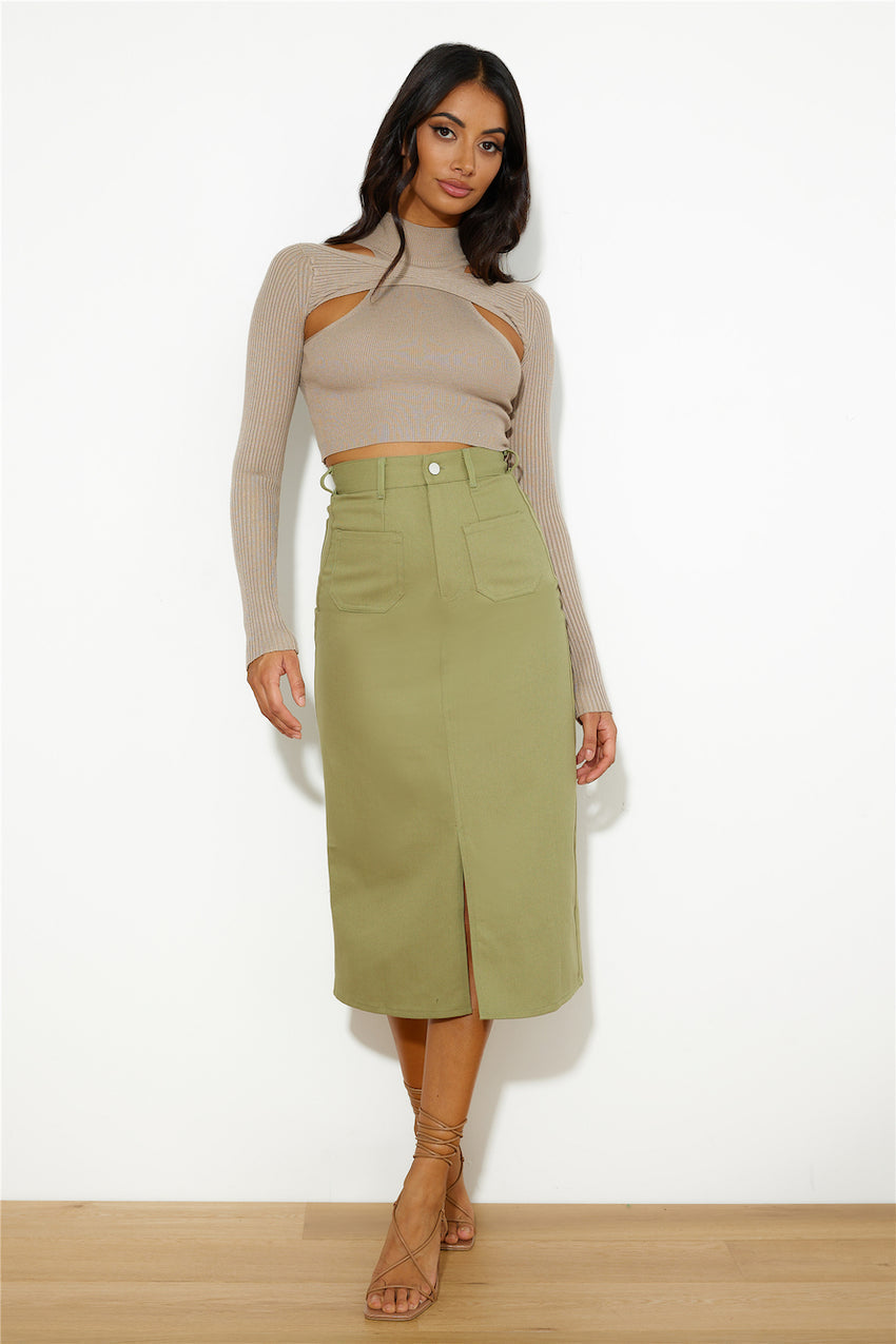 In Or Out Knit Crop Top Brown