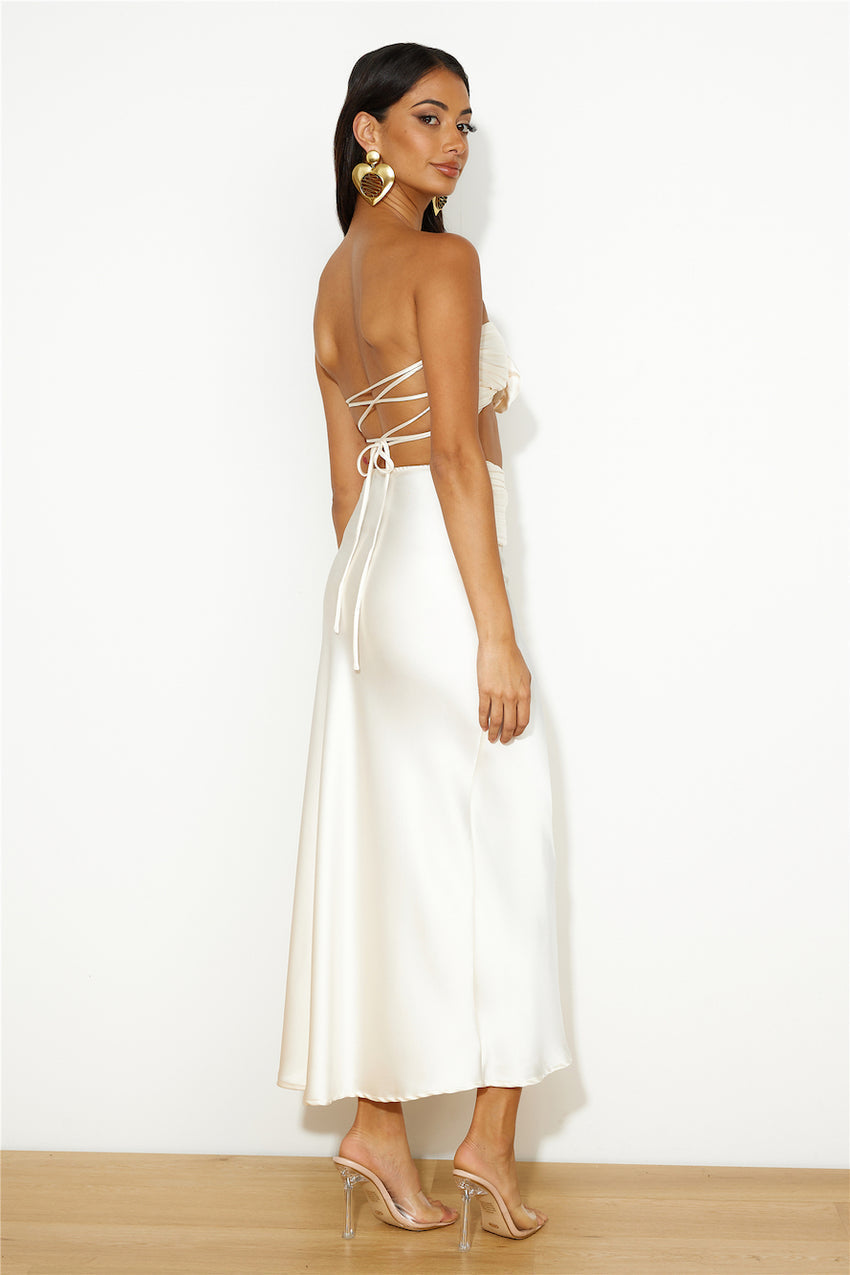 VIPs Accepted Satin Crop Top Champagne