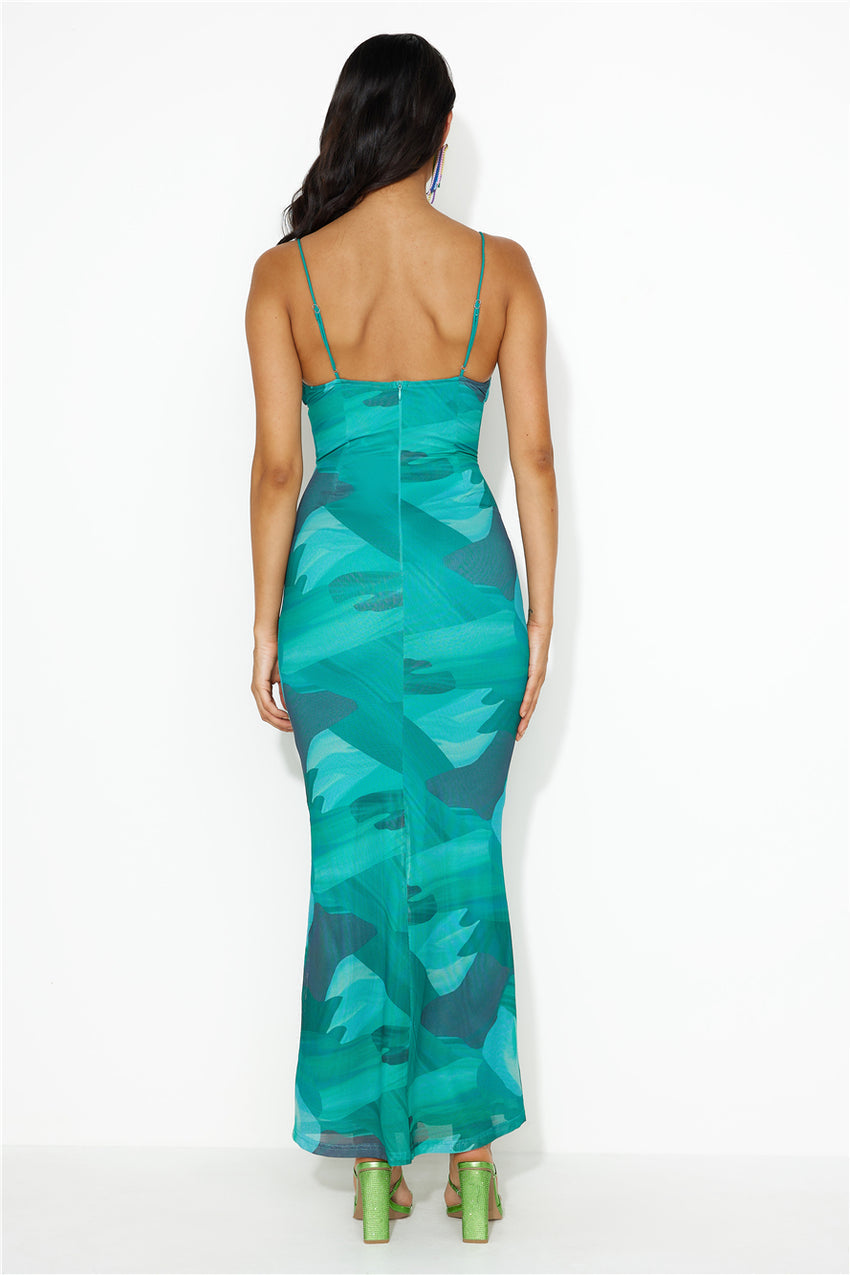 Sweet Spot Mesh Maxi Dress Green