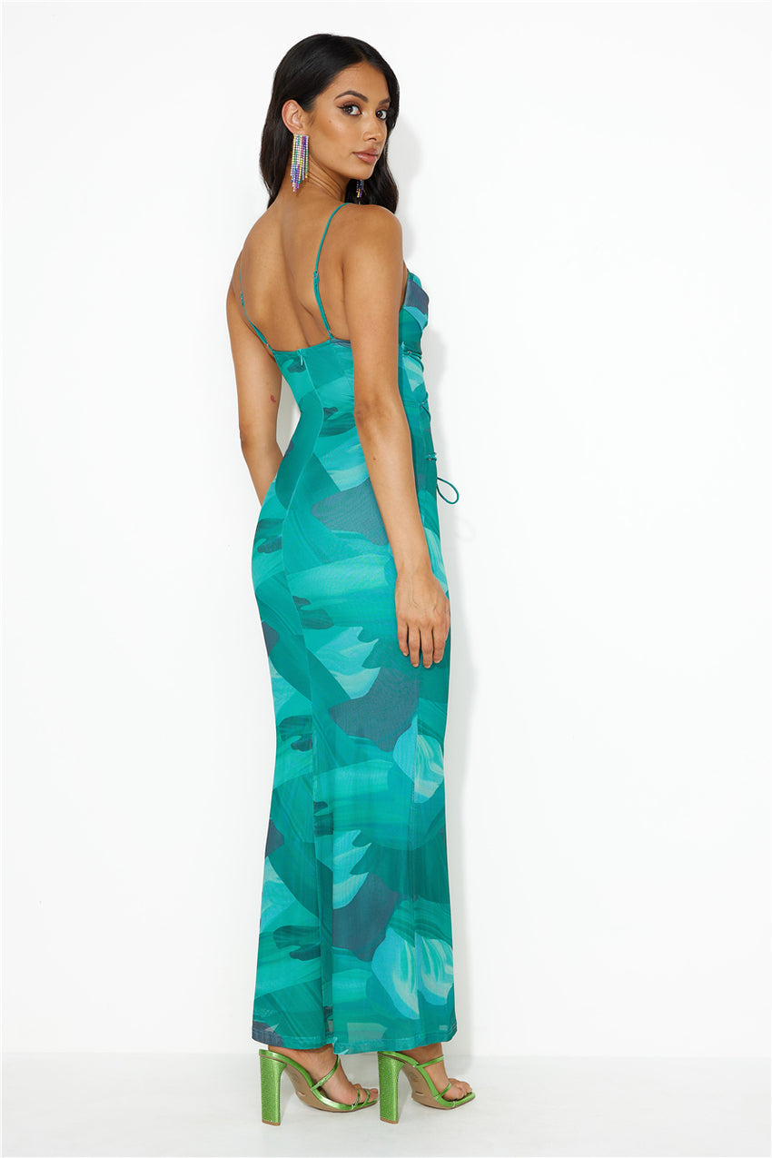 Sweet Spot Mesh Maxi Dress Green