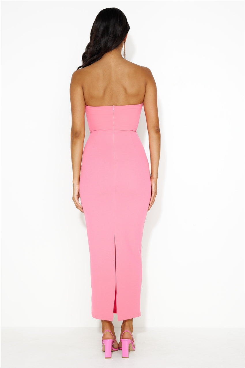 Groove To It Strapless Maxi Dress Pink