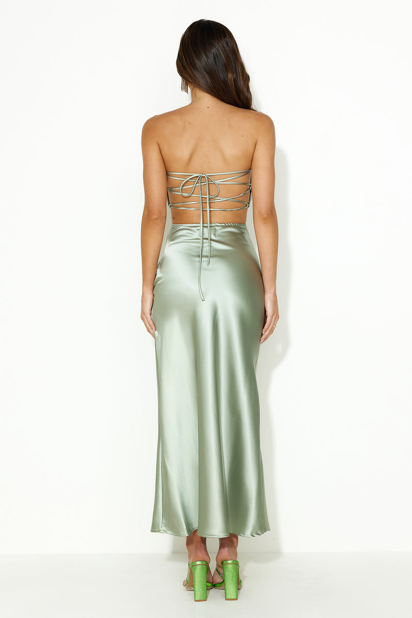 VIPs Accepted Satin Crop Top Sage