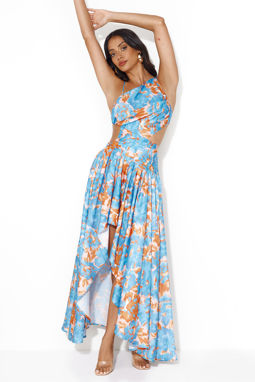 Lush Fields Midi Dress Blue