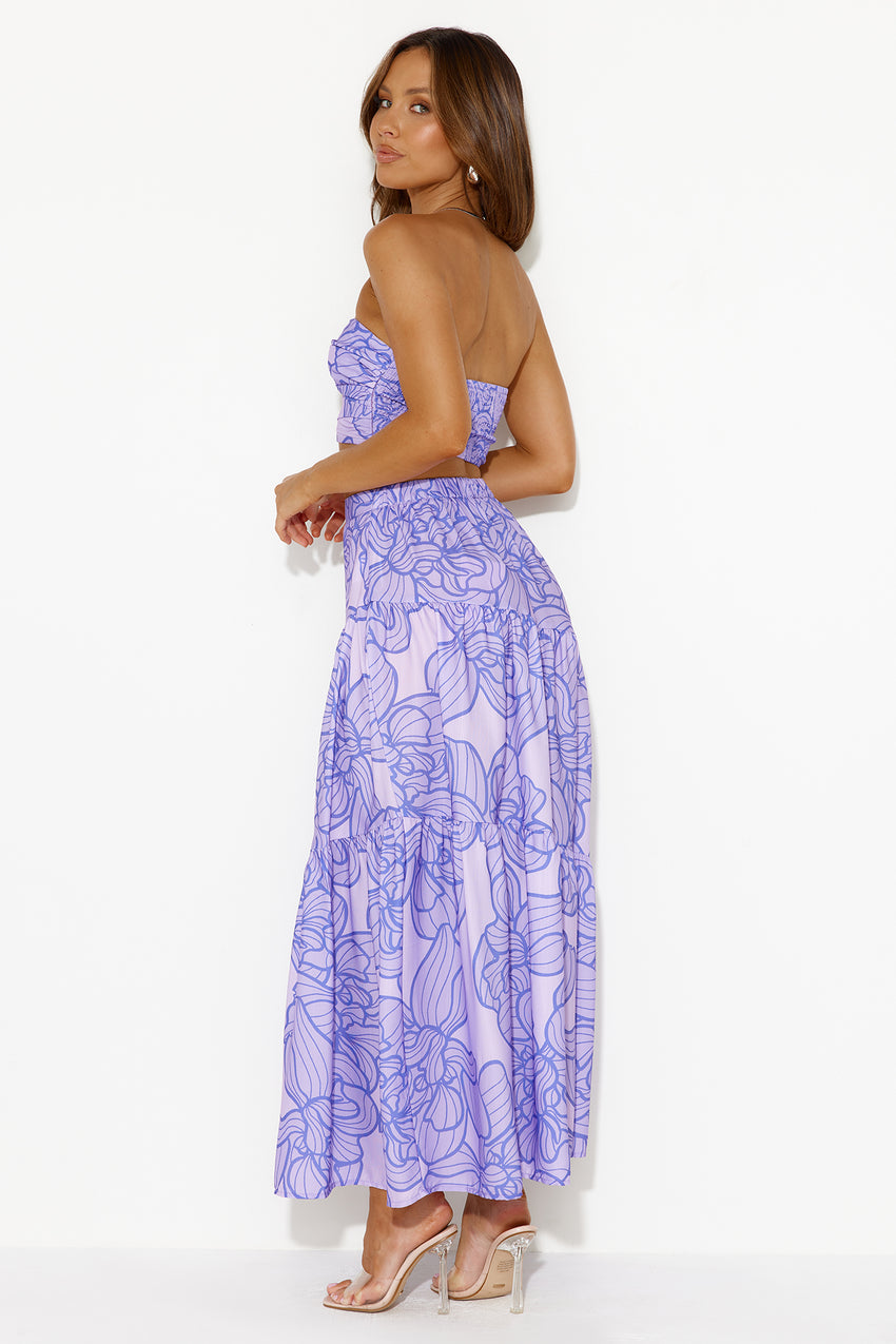 Swirls Surrounding Me Strapless Crop Top Purple