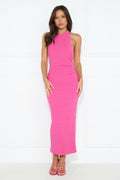 Straight Back To You Halter Maxi Dress Pink